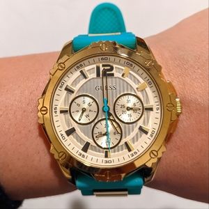 Gold & Teal Guess Watch